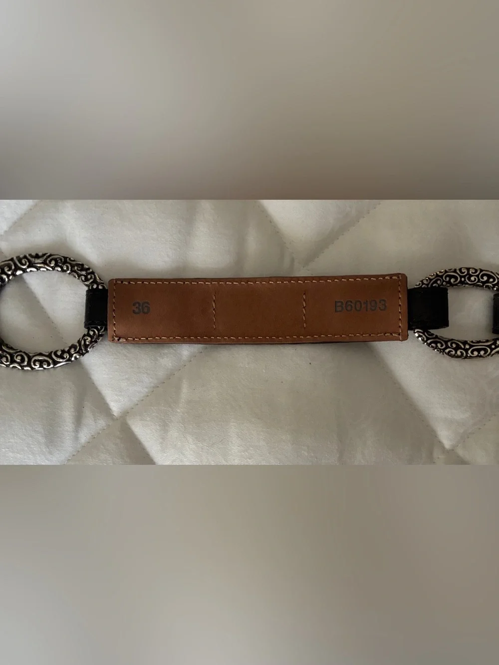 Brighton Black Croc Embossed Patent Leather Hook‎ Belt size 36